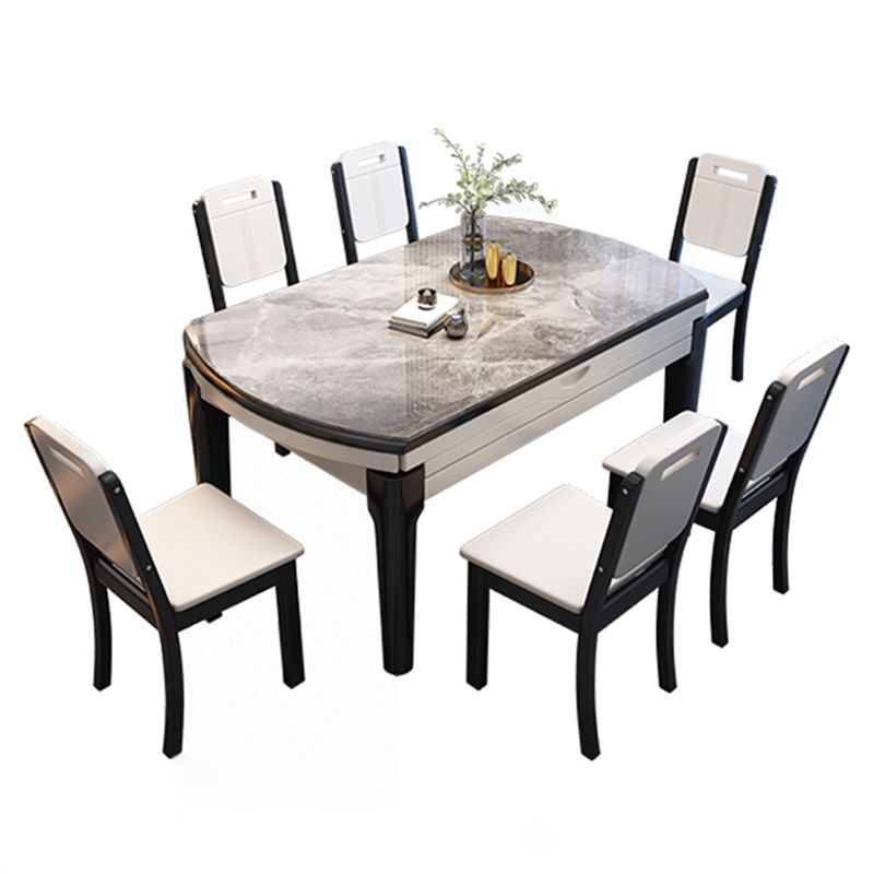 モダンなスタイルの家具1/7/ PCSラウンドストーンダイナーテーブルアームレスチェア