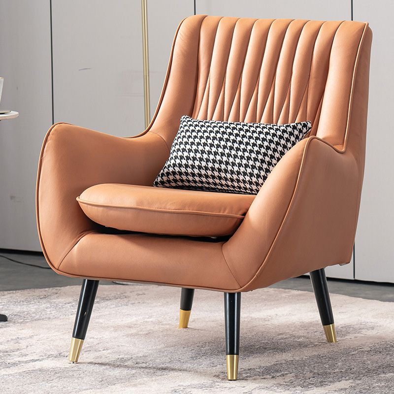 Modern Faux Leather 31.5"Wide Armchair with Basic Four Legs for Bedroom Clearhalo 'Accent Chairs' 'accent_chairs' 'Chairs & Seating' 'furn' 'furn_accent_chairs' 'Furniture' 'furniture_accent_chairs' 'Living Room Furniture' 1200x1200_828e6d63-8375-45e3-b9d8-3c0295536935