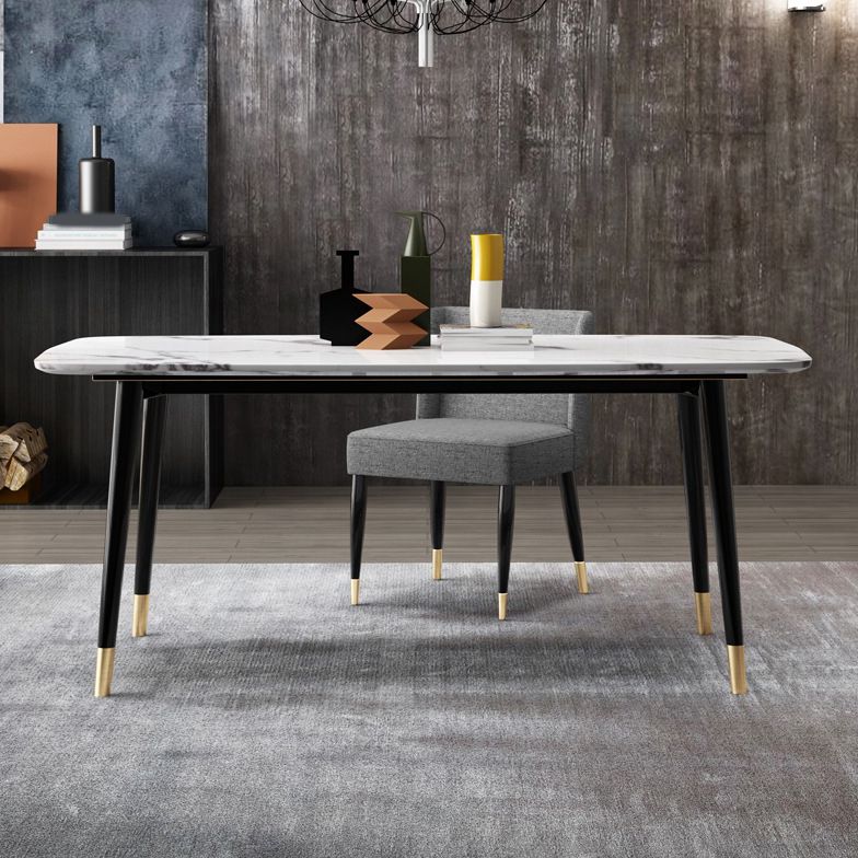 Glam Style Sintered Stone Dining Set Rectangle 1/2/4/6/7 Pieces Dining Set Clearhalo 'Dining Room Sets' 'Dining Tables & Seating' 'dining_room_set' 'furn' 'furn_dining_room_set' 'Furniture' 'Kitchen & Dining Furniture' 1200x1200_828f6264-53b8-4305-b248-672587625091