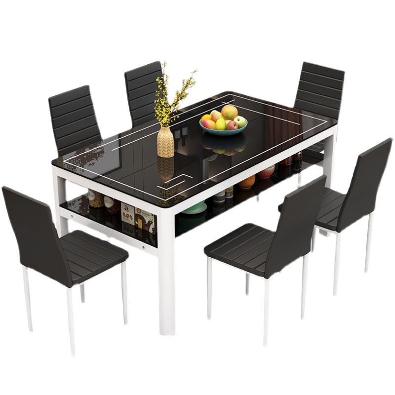 Glass Modern Rectangle Dining Table Glass Top Table for Dining Room and Kitchen Clearhalo ' dining_table' 'Dining Tables & Seating' 'Dining Tables' 'furn' 'furn_dining_table' 'Furniture' 'furniture_dining_table' 'Kitchen & Dining Furniture' 'kitchen&dining_furn' 'kitchen' 'kitchen_dining_table' 1200x1200_8290f6de-8851-4e4d-a252-419afeecfda8