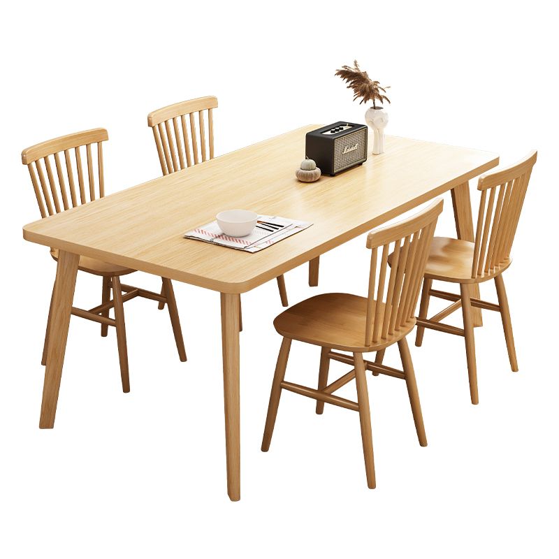 Modern Solid Wood Rectangle Shape Dining Set Khaki Standard Dining Set for Kitchen Clearhalo 'Dining Room Sets' 'Dining Tables & Seating' 'dining_room_set' 'furn' 'furn_dining_room_set' 'Furniture' 'furniture_dining_room_set' 'Kitchen & Dining Furniture' 'kitchen&dining_furn' 'kitchen' 1200x1200_8291745c-dc01-449e-a950-de461d48a92f