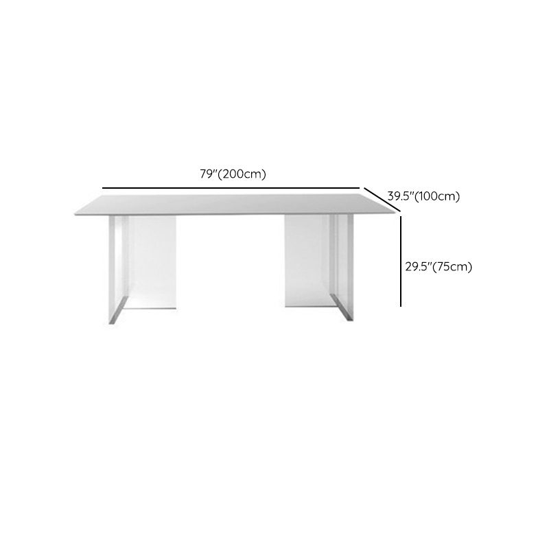 Contemporary 1/4/6/7 Pieces Dining Room Set Rectangle Stone Furniture in White