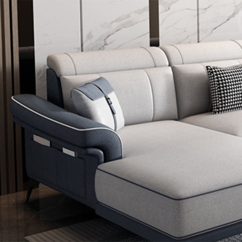 Faux Leather 4-Seater Sectional with Flared Arms and Storage for Living Room Clearhalo 'furn' 'furn_sectionals' 'Furniture' 'Living Room Furniture' 'Sectionals' 1200x1200_829209c0-8718-437e-b3f2-111415d73499