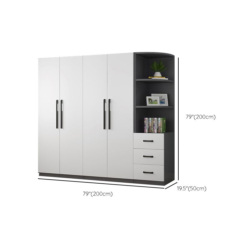 Moderne houten frame garderobe armoire vrijstaanbare garderobe met planken