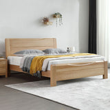 Traditional Style Bed Frame Beech Solid Color Bed with Headboard