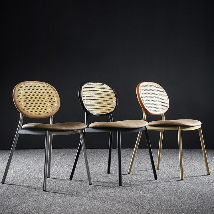 Contemporary Cane Back Chair Faux Leather Dining Side Chair for Indoor Clearhalo 'Dining Chairs' 'Dining Tables & Seating' 'dining_chair' 'furn' 'furn_dining_chair' 'Furniture' 'furniture_dining_chair' 'Kitchen & Dining Furniture' 1200x1200_82940ccc-178b-498a-9a51-b5a65404d289