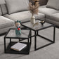 Square Minimalist Coffee Table Open Shelf Cocktail Table for Living Room