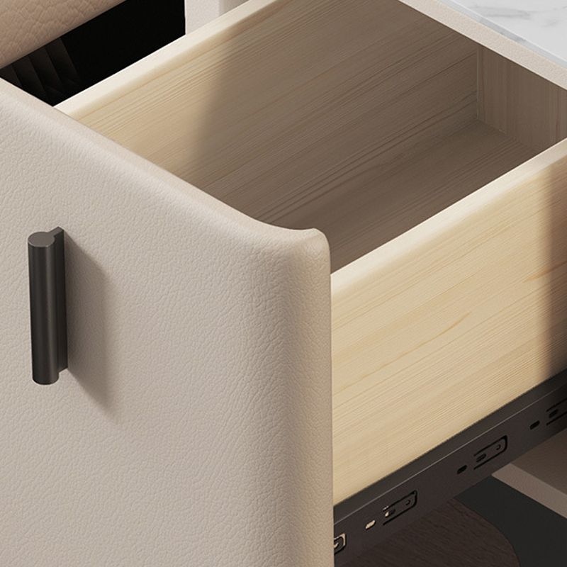 Mesa de acento de piedra contemporánea Nightsand de 19.68 "Alto 1 cajón de la cama de la cama de cajones