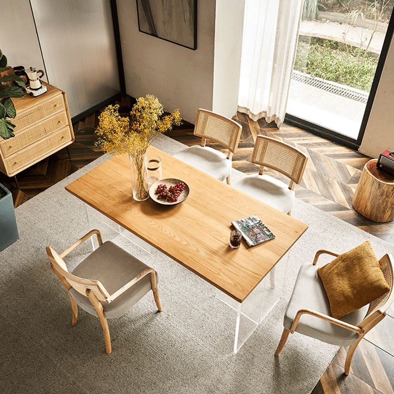 Contemporary Kitchen Dining Chairs Upholstered Chairs with Wood Base