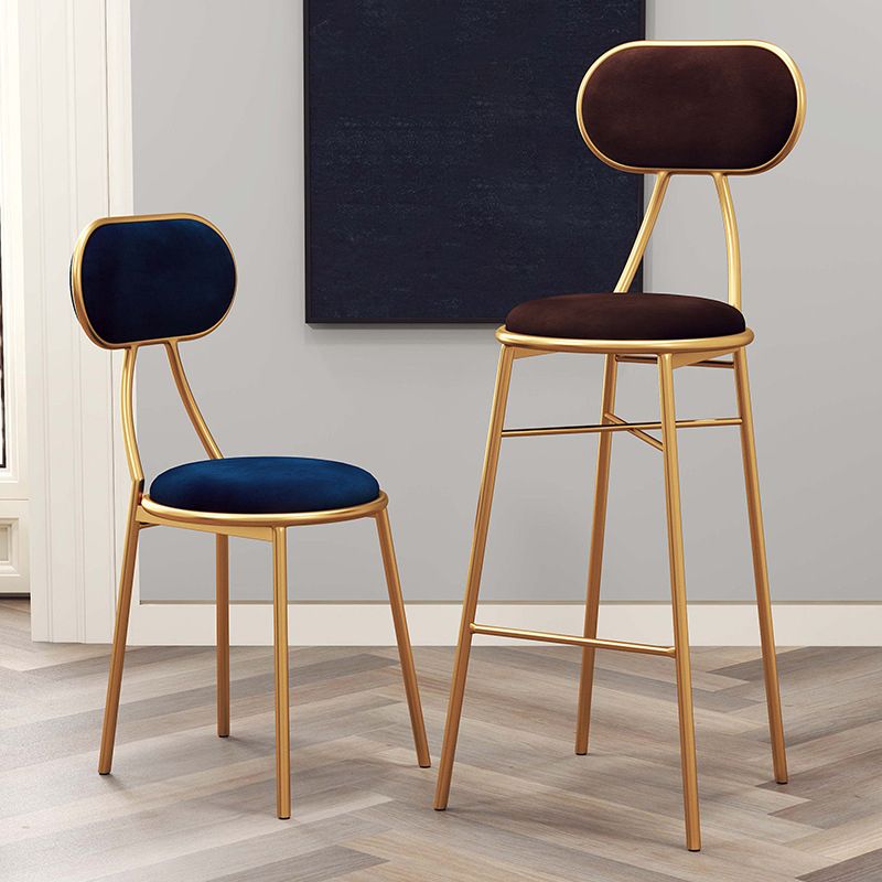 Nordic Low Back Bar-stool Round Seat Counter Bar Stool with Metal Legs Clearhalo 'Bar Furniture' 'Bar Stools' 'bar_stools' 'furn' 'furn_bar_stools' 'Furniture' 'Kitchen & Dining Furniture' 1200x1200_829a74a2-17ff-47ef-a7f4-a2e436f0cd00