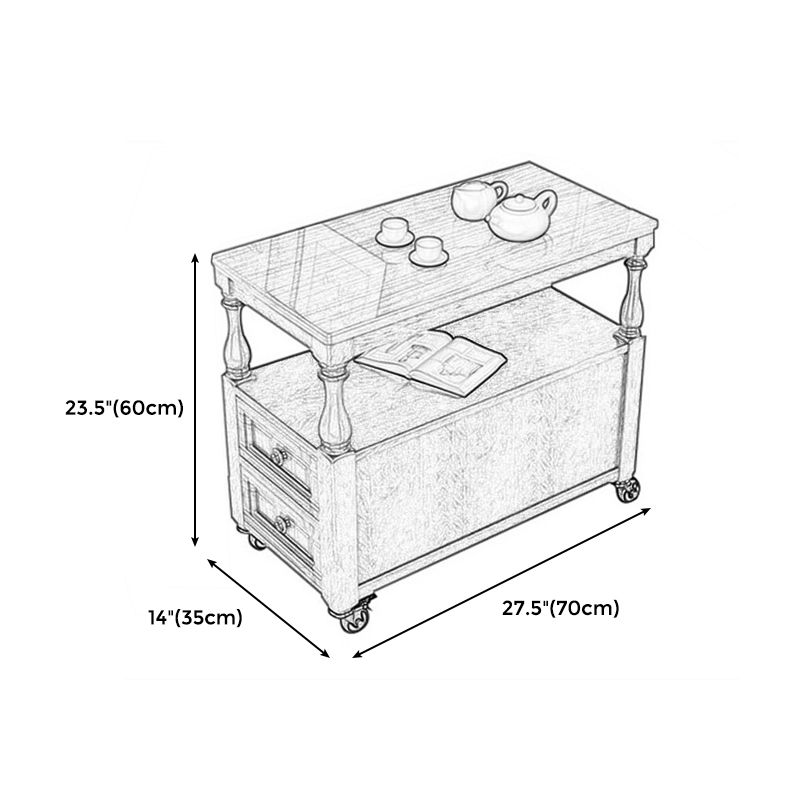 13.7" W X 23.6" H Farmhouse Wood Side Table Two-Drawer Side Table with Wheels Clearhalo 'Coffee & Accent Tables' 'End & Side Tables' 'end_side_tables' 'furn' 'furn_end_side_tables' 'Furniture' 'Living Room Furniture' 1200x1200_829dca8f-0e3c-49dd-be64-142e41cb9091
