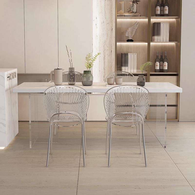 Moderne acryl -eetkamer keukentafel rechthoek witte dubbele voetstuktafel
