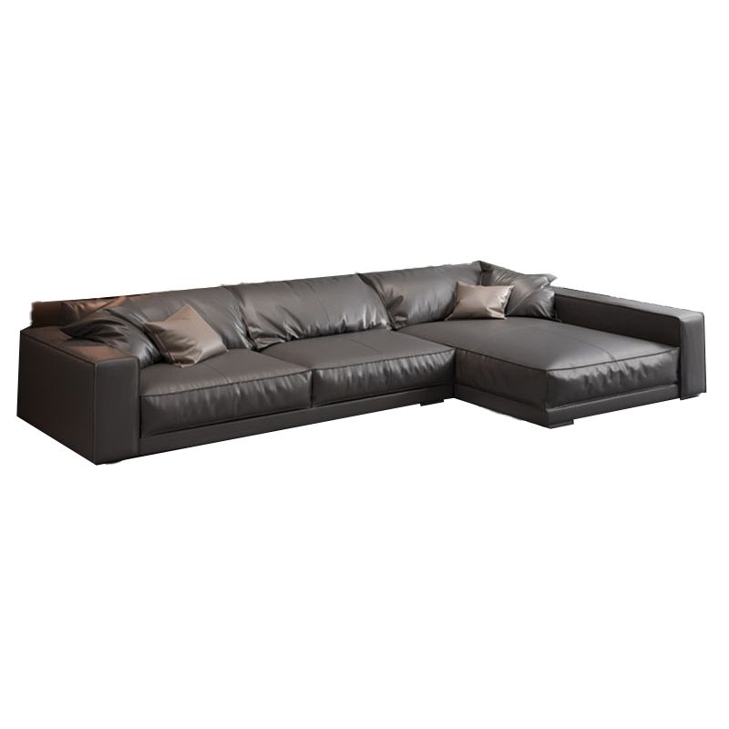 Square Arm Sectional Sofa Contemporary 3-seater Leather Sectional Clearhalo 'furn' 'furn_sectionals' 'Furniture' 'Living Room Furniture' 'Sectionals' 1200x1200_829f9fed-b359-4b7f-b489-cc7be2e6f953