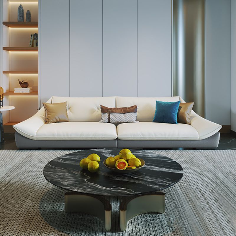 Tufted Faux Leather Pillow Top Arm Sofa with Stain Resistant and Waterproof Clearhalo 'furn' 'furn_sectionals' 'Furniture' 'furniture_sectionals' 'kitchen' 'kitchen_sectionals' 'Living Room Furniture' 'Sectionals' 1200x1200_82a10751-95b8-4bc2-af31-996ad999c15c