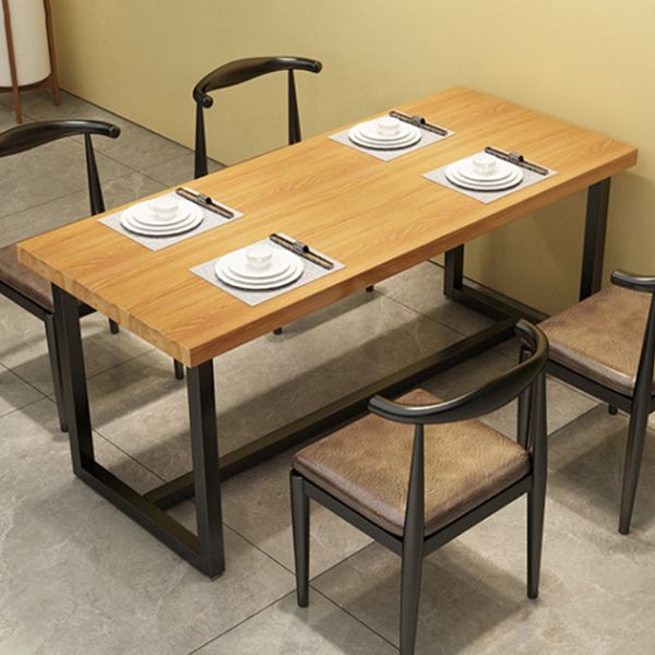 Rectangle Black Base Dining Table Modern Pine Wood Table for Home