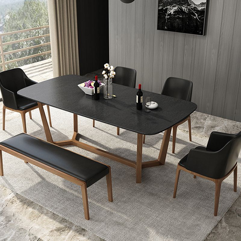 Black and Brown Dining Room Table Contemporary Dining Site Table Clearhalo 'Dining Tables & Seating' 'Dining Tables' 'dining_table' 'furn' 'furn_dining_table' 'Furniture' 'Kitchen & Dining Furniture' 1200x1200_82a6c2dd-aaab-4c8f-a847-b54e1e3f51d1