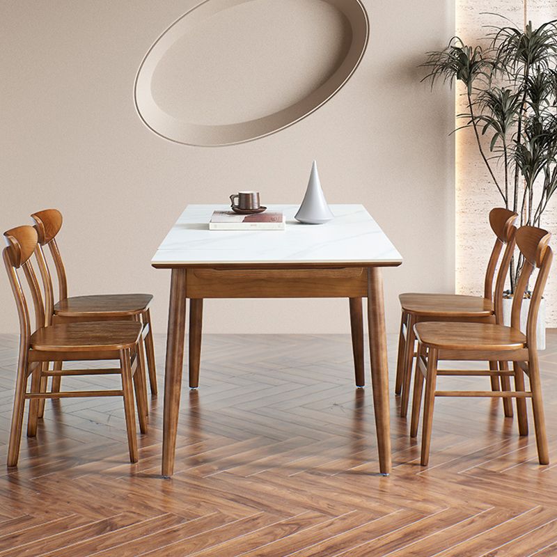 Modern Rectangle Dining Table Stone Top Extension Dining Table Clearhalo 'Dining Tables & Seating' 'Dining Tables' 'dining_table' 'furn' 'furn_dining_table' 'Furniture' 'Kitchen & Dining Furniture' 1200x1200_82a6c535-d3b5-4190-9377-2c8dcf001258
