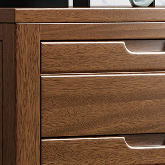 Contemporary Wooden Storage Chest Vertical Chest in Brown with Drawers