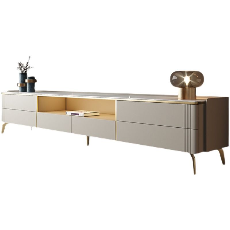 Glam Stone TV Stand Console Open Storage TV Media Stand with Drawers for Living Room Clearhalo 'furn' 'furn_tv_stands_entertainment_centers' 'Furniture' 'Living Room Furniture' 'TV Stands & Entertainment Centers' 'TV Stands & Media Storage Furniture' 'tv_stands_entertainment_centers' 1200x1200_82a7559d-519e-45ab-8a45-8807391d115d