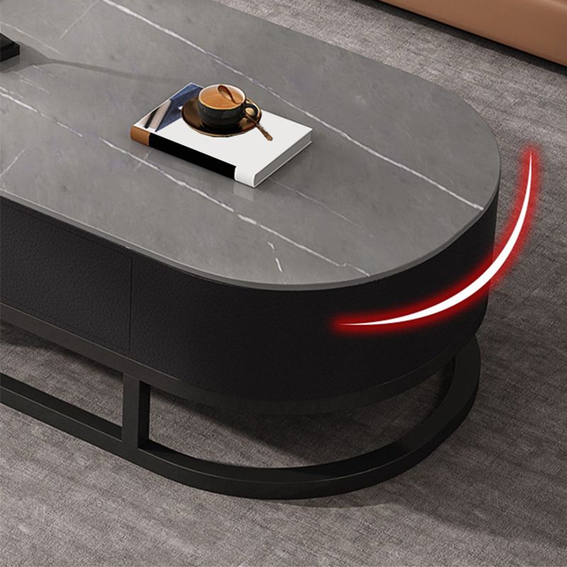 Oval Coffee Table Slate Nesting Coffee Table Set with Black Legs Clearhalo 'Coffee & Accent Tables' 'Coffee Tables' 'coffee_tables' 'furn' 'furn_coffee_tables' 'Furniture' 'Living Room Furniture' 1200x1200_82a7e8a9-3cad-44bc-9797-402953fe812b