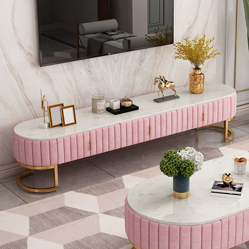 Supporto TV per TV Glam Marble da 16 pollici, console porta TV chiusa con cassetti