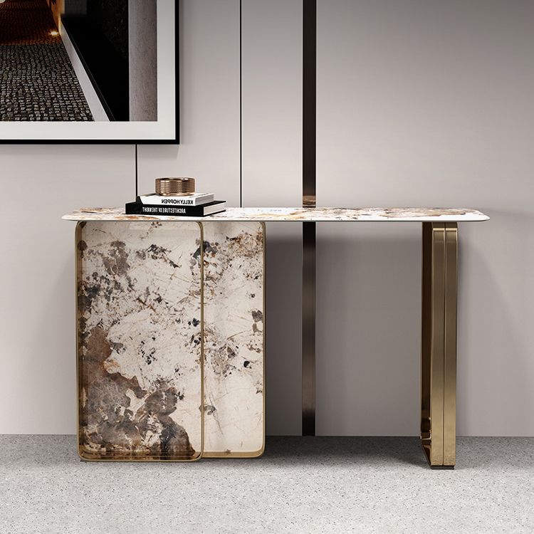 16 inch Wide Glam Console Table Rectangle Stone Sofa Console Table