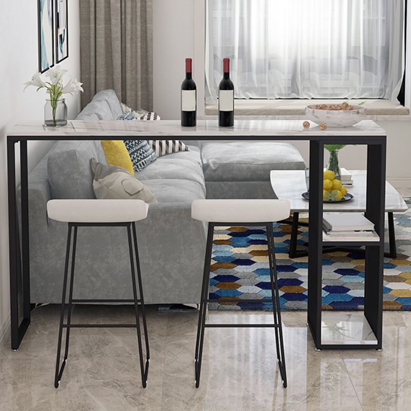 Industrial Rectangle Bar Dining Table Faux Marble Bar Stool Table with Storages Clearhalo 'Bar Furniture' 'Bar Tables' 'bar_tables' 'furn' 'furn_bar_tables' 'Furniture' 'Kitchen & Dining Furniture' 1200x1200_82aac659-0367-4359-a661-5975db689842