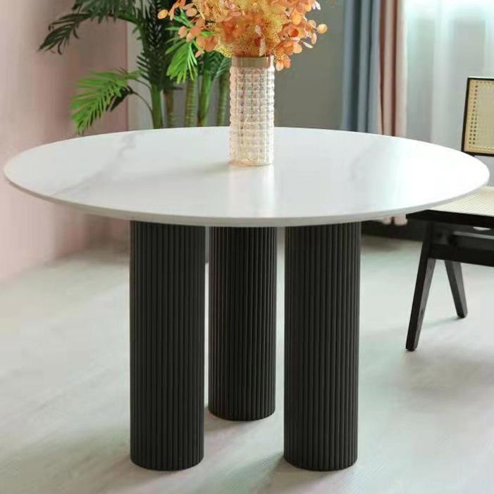 Round Contemporary Style Dining Table White Fixed Table with Sintered Stone Clearhalo ' dining_table' 'Dining Tables & Seating' 'Dining Tables' 'furn' 'furn_dining_table' 'Furniture' 'furniture_dining_table' 'Kitchen & Dining Furniture' 'kitchen&dining_furn' 'kitchen' 'kitchen_dining_table' 1200x1200_82ab101d-8c9f-4d40-86fa-d184c3ca324b