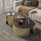 Slate Top Coffee Cocktail Table Tray Top Round Abstract Coffee or End Table
