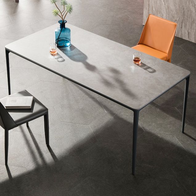 Contemporary Rectangle Dining Table Sintered Stone Dining Table with 4 Grey Legs Clearhalo ' dining_table' 'Dining Tables & Seating' 'Dining Tables' 'furn' 'furn_dining_table' 'Furniture' 'furniture_dining_table' 'Kitchen & Dining Furniture' 'kitchen&dining_furn' 'kitchen' 'kitchen_dining_table' 1200x1200_82ae3833-3774-476d-8867-9e9794531d77