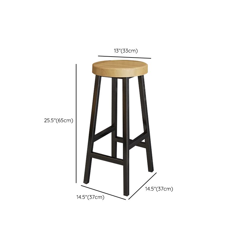 Backless Solid Wood Bar Stool Contemporary Natural Stool with Metal Legs Clearhalo 'Bar Furniture' 'Bar Stools' 'bar_stools' 'furn' 'furn_bar_stools' 'Furniture' 'Kitchen & Dining Furniture' 1200x1200_82ae625c-1a24-4d1f-8710-985cd9d5af59