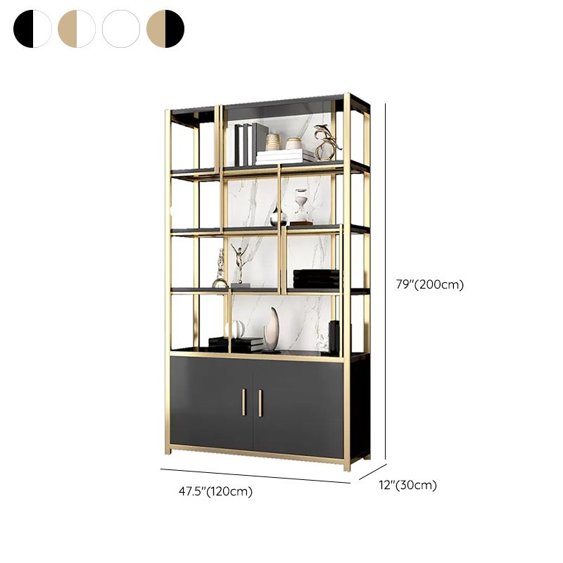 Glam Open Back Shelf Bookcase Metal Book Shelf for Home Office Clearhalo 'Bookcases' 'furn' 'furn_bookcases' 'Furniture' 'Office Furniture' 1200x1200_82ae963a-1b5c-4814-add6-557b23eb8817