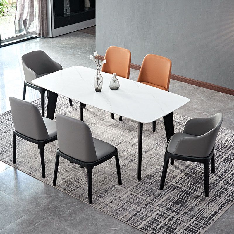 Stone Top Dining Table Contemporary Rectangle Table with 4 Legs in Black Clearhalo 'Dining Tables & Seating' 'Dining Tables' 'dining_table' 'furn' 'furn_dining_table' 'Furniture' 'furniture_dining_table' 'Kitchen & Dining Furniture' 'kitchen' 'kitchen_dining_table' 1200x1200_82b0ba9a-9d0d-41a3-a5d9-5f7273a53efc
