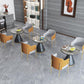 Modern Round Dining Table for Home Glossy Stone Dinette Table with Metal Base Clearhalo 'Dining Tables & Seating' 'Dining Tables' 'dining_table' 'furn' 'furn_dining_table' 'Furniture' 'Kitchen & Dining Furniture' 1200x1200_82b0c407-4361-43b6-9f3e-d030a4a839a2