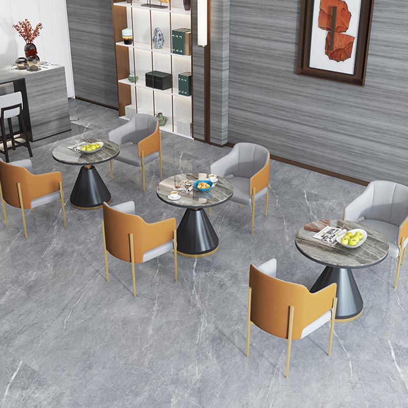 Modern Round Dining Table for Home Glossy Stone Dinette Table with Metal Base Clearhalo 'Dining Tables & Seating' 'Dining Tables' 'dining_table' 'furn' 'furn_dining_table' 'Furniture' 'Kitchen & Dining Furniture' 1200x1200_82b0c407-4361-43b6-9f3e-d030a4a839a2
