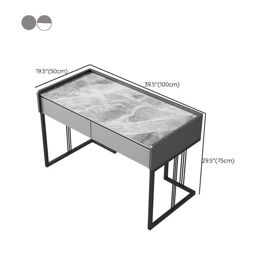 Bureau d'écriture de bureau industriel en marbre Bureau de bureau rectangulaire avec 2 tiroirs