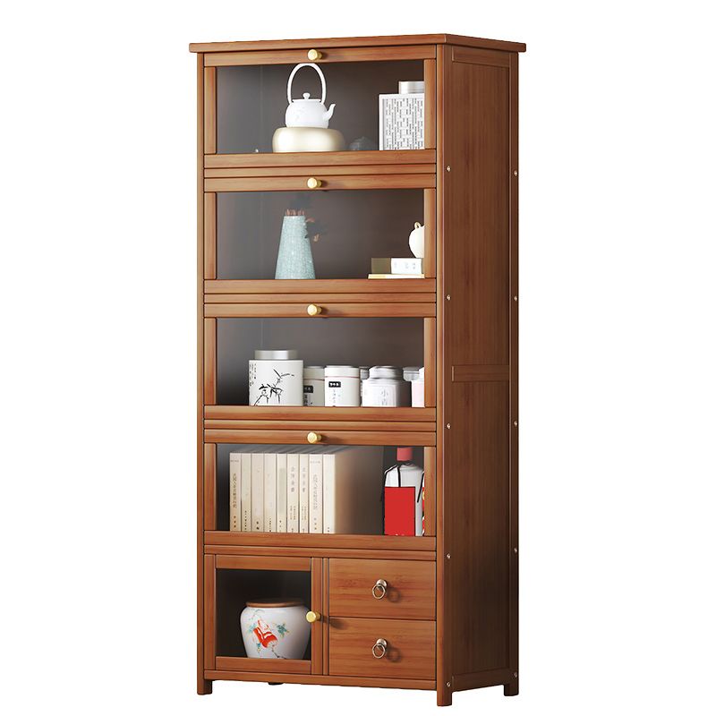 Mid-Century Modern Wood Accent Cabinet 26.4" W Glass Paned Chest in Brown Clearhalo 'Cabinets & Chests' 'cabinets_chests' 'furn' 'furn_cabinets_chests' 'Furniture' 'Living Room Furniture' 1200x1200_82b36002-cd98-4a3f-8341-646e85472e39