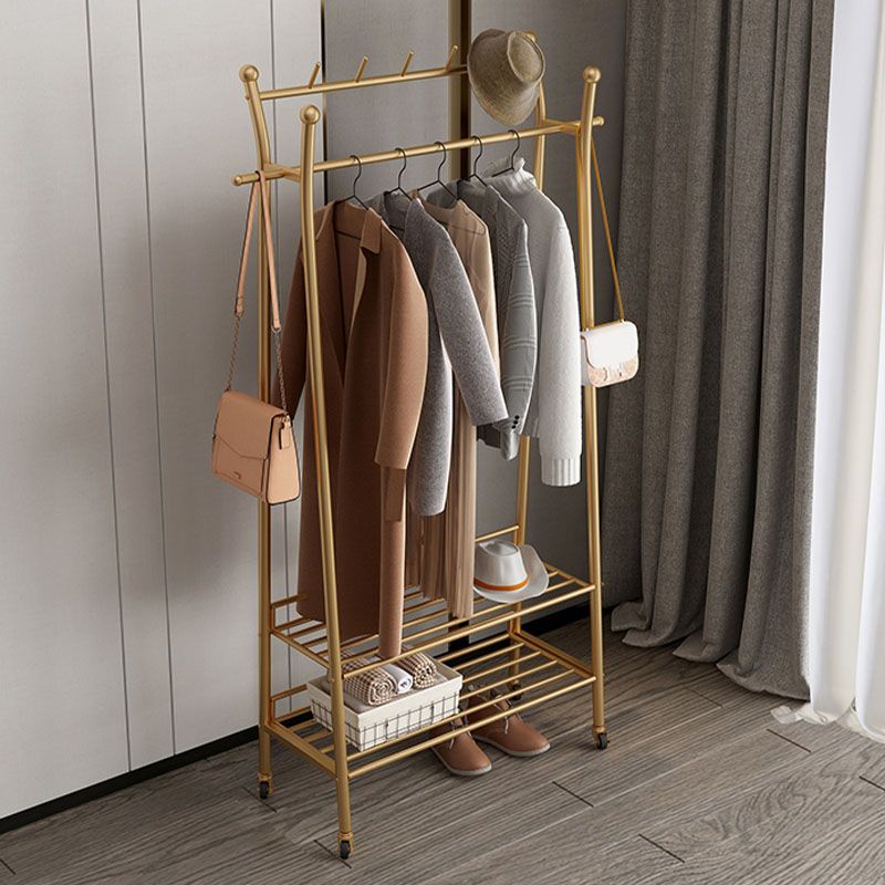 Modern Style Coat Rack Metallic Hooks Design Free Standing Coat Rack with Shelves Clearhalo 'Entry & Mudroom Furniture' 'furn' 'furn_hall_tree_coat_racks' 'Furniture' 'Hall Trees & Coat Racks' 'hall_tree_coat_racks' 1200x1200_82b6e025-8934-49f8-ae3c-7ed643c8e876