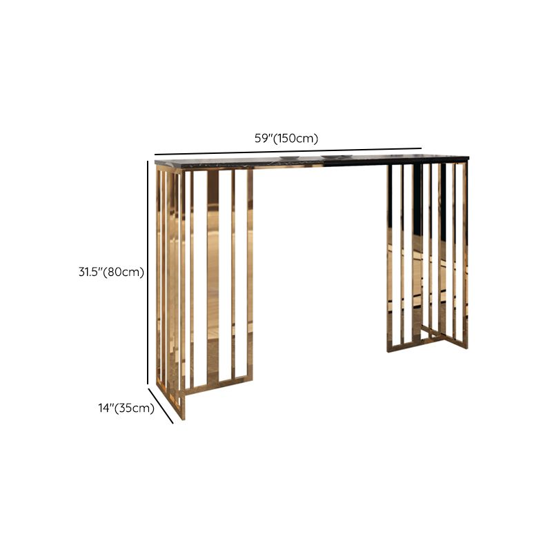 Tavolo della console glam tavolo accento rettangolo in marmo in oro, altezza 31,5 pollici