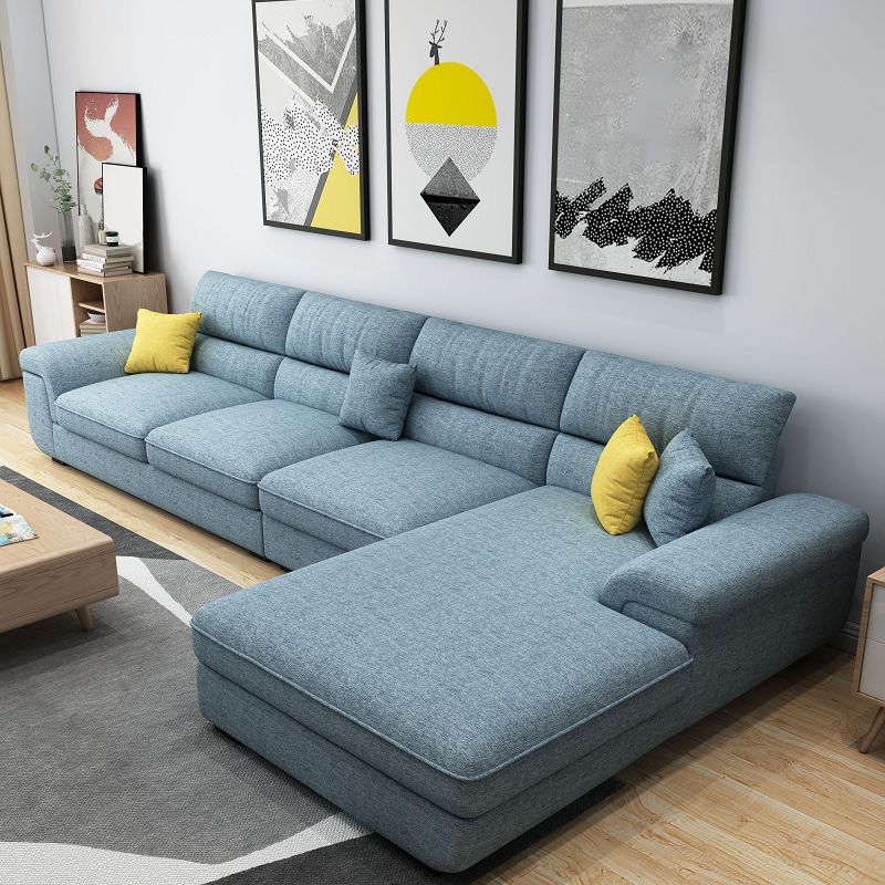 Contemporary Linen Pillow Top Arm Sectional with Removable Cushions for Living Room Clearhalo 'furn' 'furn_sectionals' 'Furniture' 'furniture_sectionals' 'kitchen' 'kitchen_sectionals' 'Living Room Furniture' 'Sectionals' 1200x1200_82b9e520-338d-428a-81e1-b1780a2641f5