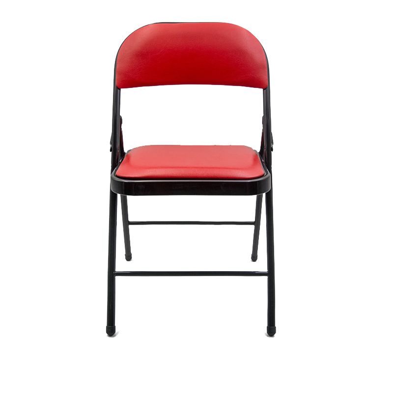 Zeitgenössischer Black Metal -Rahmenstuhl Armless Faux Leder Conference Stuhl