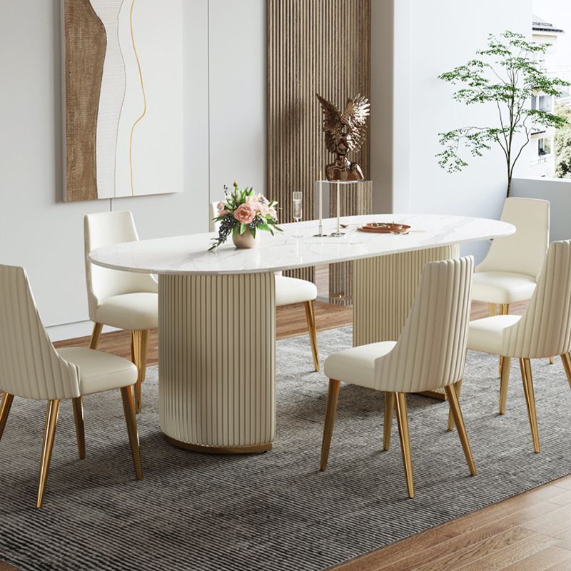 Oval Sintered Stone Dining Table Traditional Luxury Dining Table Clearhalo 'Dining Tables & Seating' 'Dining Tables' 'dining_table' 'furn' 'furn_dining_table' 'Furniture' 'Kitchen & Dining Furniture' 1200x1200_82bd7a29-5ccd-434f-a2bd-e0e0230d6e7e