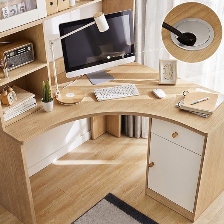 Gestion du câble contemporain bureau de bureau à domicile avec étagères de rangement