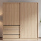 Modern Light Wood Finish Cabinet with Drawers Manufactured Wood Storage Cabinet
