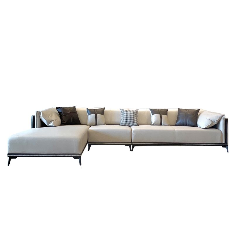 Modern Faux Leather Pillow Top Arm Sofa/Sectional Pillowed Back Cushions Clearhalo 'furn' 'furn_sectionals' 'Furniture' 'furniture_sectionals' 'kitchen' 'kitchen_sectionals' 'Living Room Furniture' 'Sectionals' 1200x1200_82c0049d-d7a1-4a7a-b23b-18c388b5367a