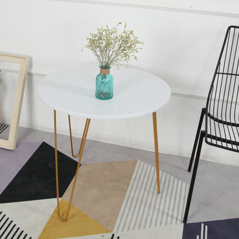 Contemporary 3 Legs Metal End Table Round Side End Table for Living Room