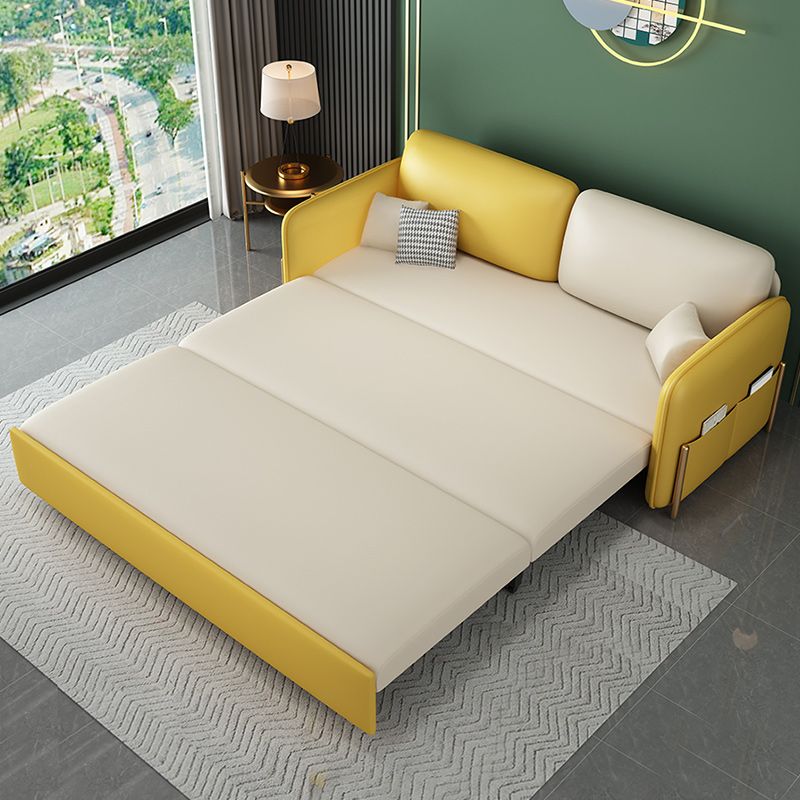 Pillow Back Futon Sleeper Sofa Faux Leather Sleeper Sofa with Storage Clearhalo 'furn' 'furn_futons' 'Furniture' 'Futons & Daybeds' 'Futons' 'Living Room Furniture' 1200x1200_82c1ef94-3268-4e16-a9f4-451422476cb8