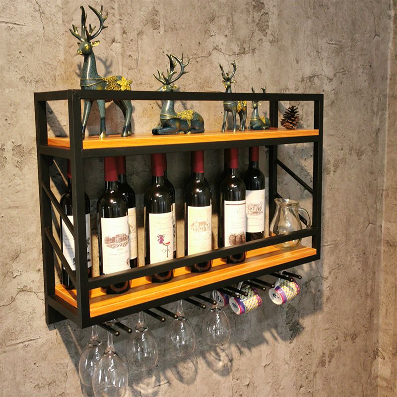 Pastilla de vino montada en la pared de madera y metal 8 "W x 22" H 12 botellas de 9 botellas con estante
