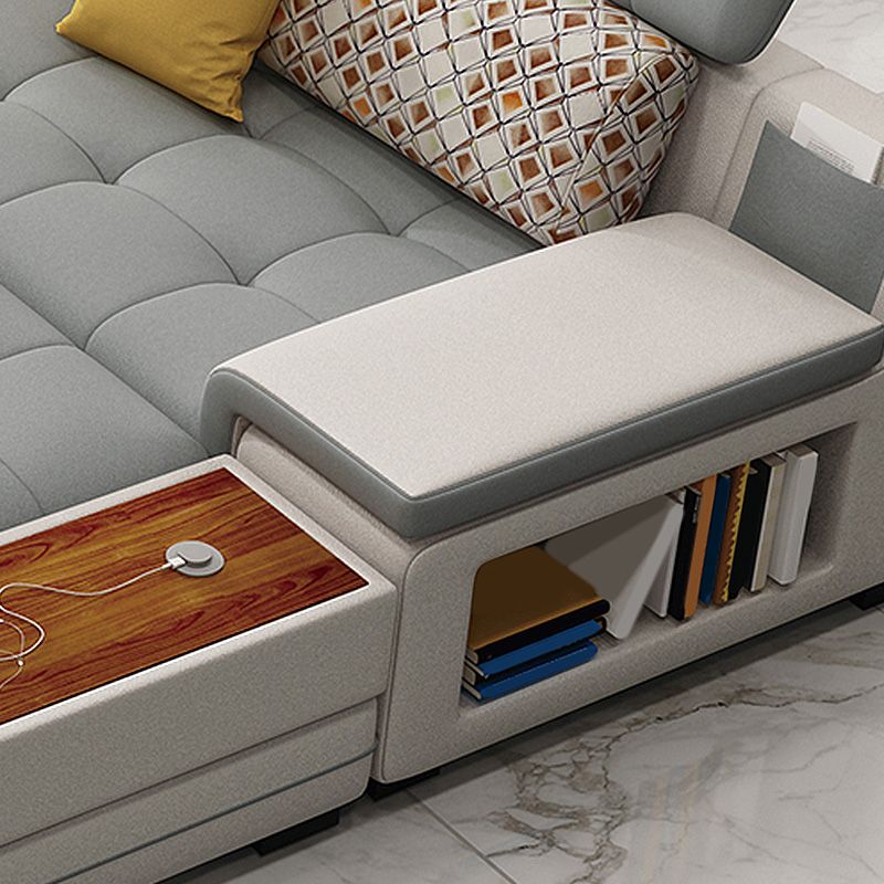 161.42"L X 98.43"W X 35.43"H Pu Cushion Back Sofa Square Arm Sectionals with Storage Clearhalo 'furn' 'furn_sectionals' 'Furniture' 'furniture_sectionals' 'kitchen' 'kitchen_sectionals' 'Living Room Furniture' 'Sectionals' 1200x1200_82c4b67c-c463-40c1-ae53-2a3662b5343a