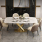 Mesa rectangular de comedor estilo Glam, mesa de piedra sinterizada con patas de metal para el hogar